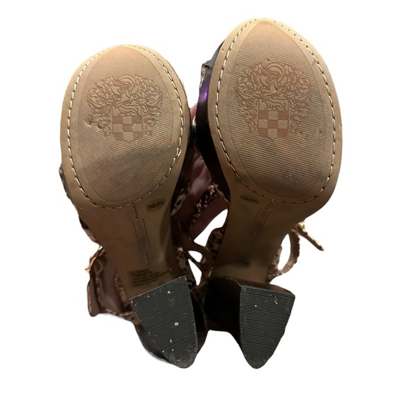 VINCE CAMUTO MINER BROWN SNAKE PRINT PLATFORM 70s STYLE SANDALS 7.5 - Picture 4 of 5